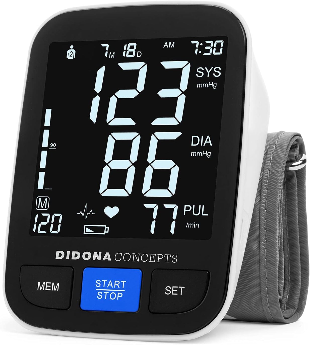 Automatic Upper Arm Blood Pressure Monitor DIDONA CONCEPTS New  Technology | Extra Large 5.5&#34; Backlit Screen, 9-17&#34; Arm Cuff, 300 Memory Capacity, Batteries, USB Cord